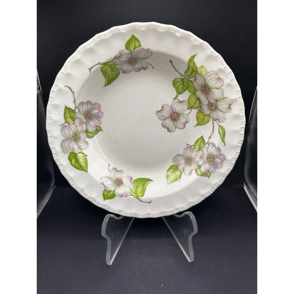 Vintage Pope Gosser Dogwood Serving Bowls Set of 6 Floral Scalloped Edge USA
